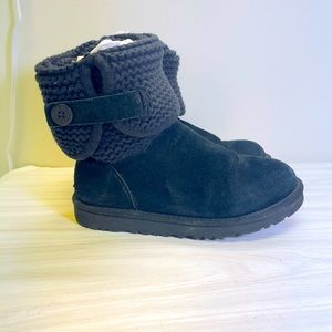 UGG #1013859Y Shania Black Knit Suede Womens Suede Sweater Boots 5